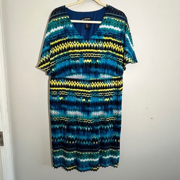 Lane Bryant Dress 18 Blue Aztec Midi Chevron Feminine Tribal Western Boho Retro - Picture 3 of 12